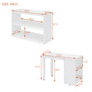 Twin Size Loft Bed with Retractable Writing Desk and 3 Drawers, Wooden Loft Bed with Storage Stairs and Shelves, White