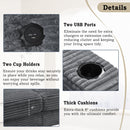 Oversized Loveseat Chaise With 2 USB Ports, 2 Cup Holders And 2 Throw Pillows