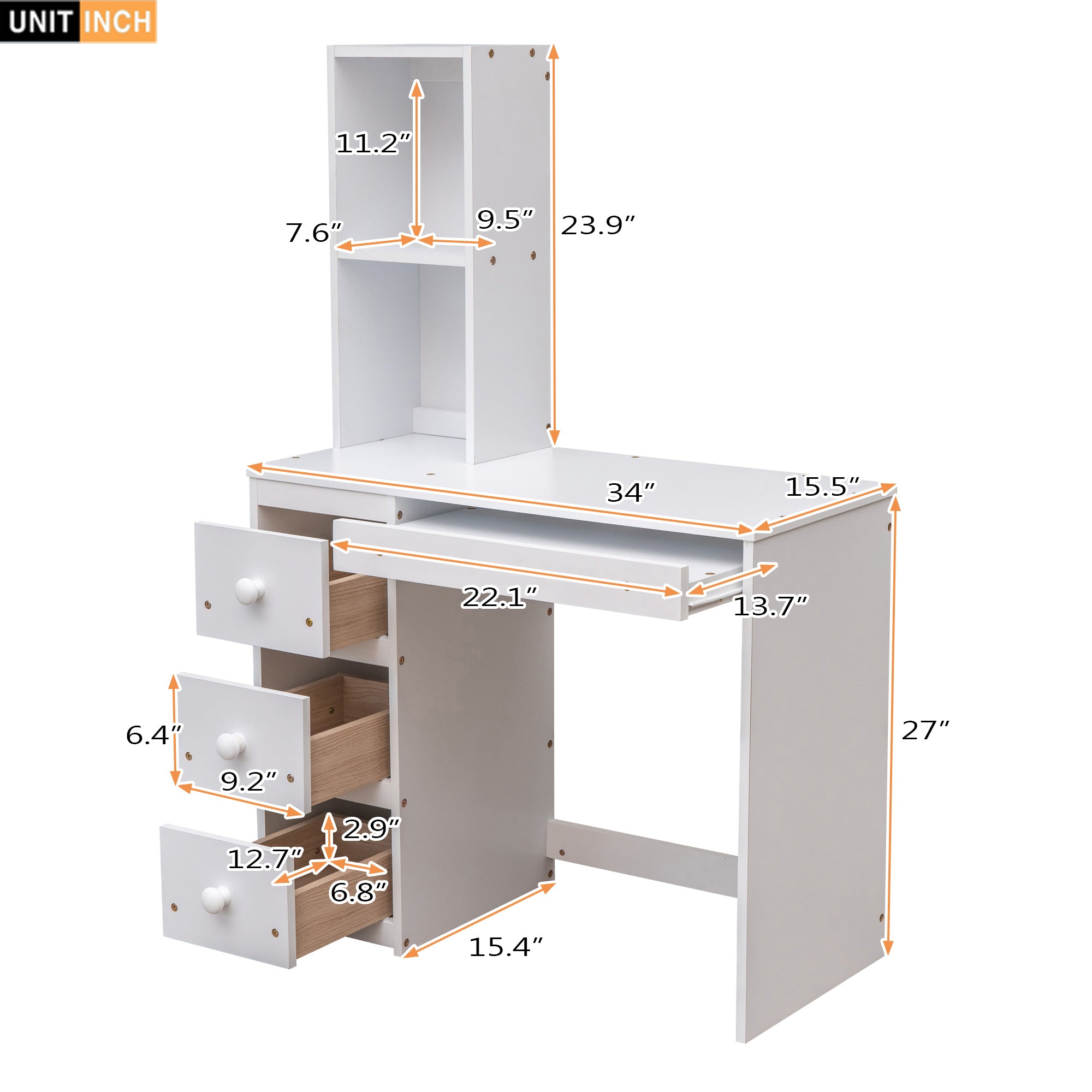 Twin Size Loft Bed with a Stand-alone Bed, Storage Staircase, Desk, Shelves and Drawers, White - Atlantic Fine Furniture Melbourne FL