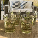 Palm Tree Design Acrylic Glasses (Set of 4) Dof 15Oz, Unbreakable Bpa Free Plastic Tumblers - Clear