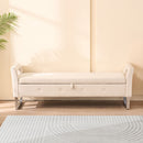 Wide Storage Soft Ottoman Bench With Armrests