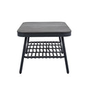 4 Piece Outdoor Patio Furniture Set, Metal Chairs With Woven Rope U Shaped Backrest