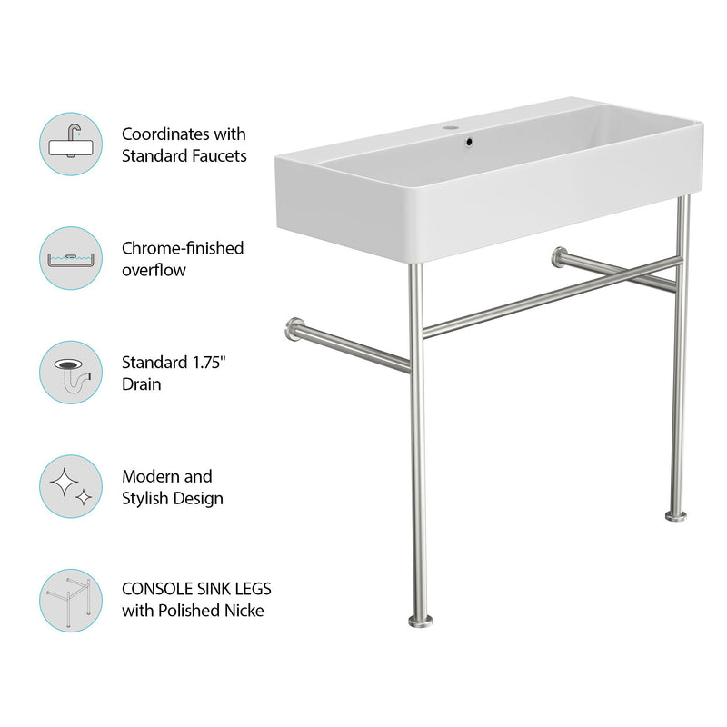 Ceramic Console Bathroom Sink With Overflow