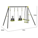 Xns008 Interesting Triple Children Metal Safe Swing Set 440Lbs For Outdoor Playground Three Seat Swing For Age 3+ - Green / Black