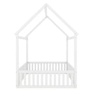 Wood House Bed With Fence And Door