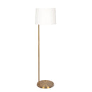 Zenith - Offset Base Floor Lamp With Drumshaped Linen Shade - Gold / White