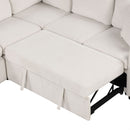 Sectional Sofa Convertible Pull-Out Bed With Storage Ottoman & USB Ports