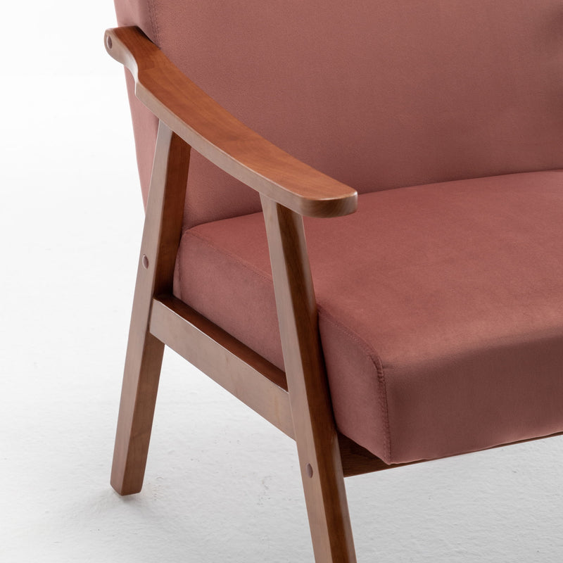 Mid Century Modern Accent Chair With Solid Wood Frame And Extra Thick Backrest