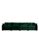 Modern Upholstered 4 Seater Corduroy Fabric Sofa With Arm And Throw Pillows