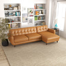 Allison - Mid-Century Modern Leather Sectional Sofa Chaise
