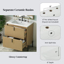 Fluted Bathroom Vanity With Ceramic Sink, Freestanding Design