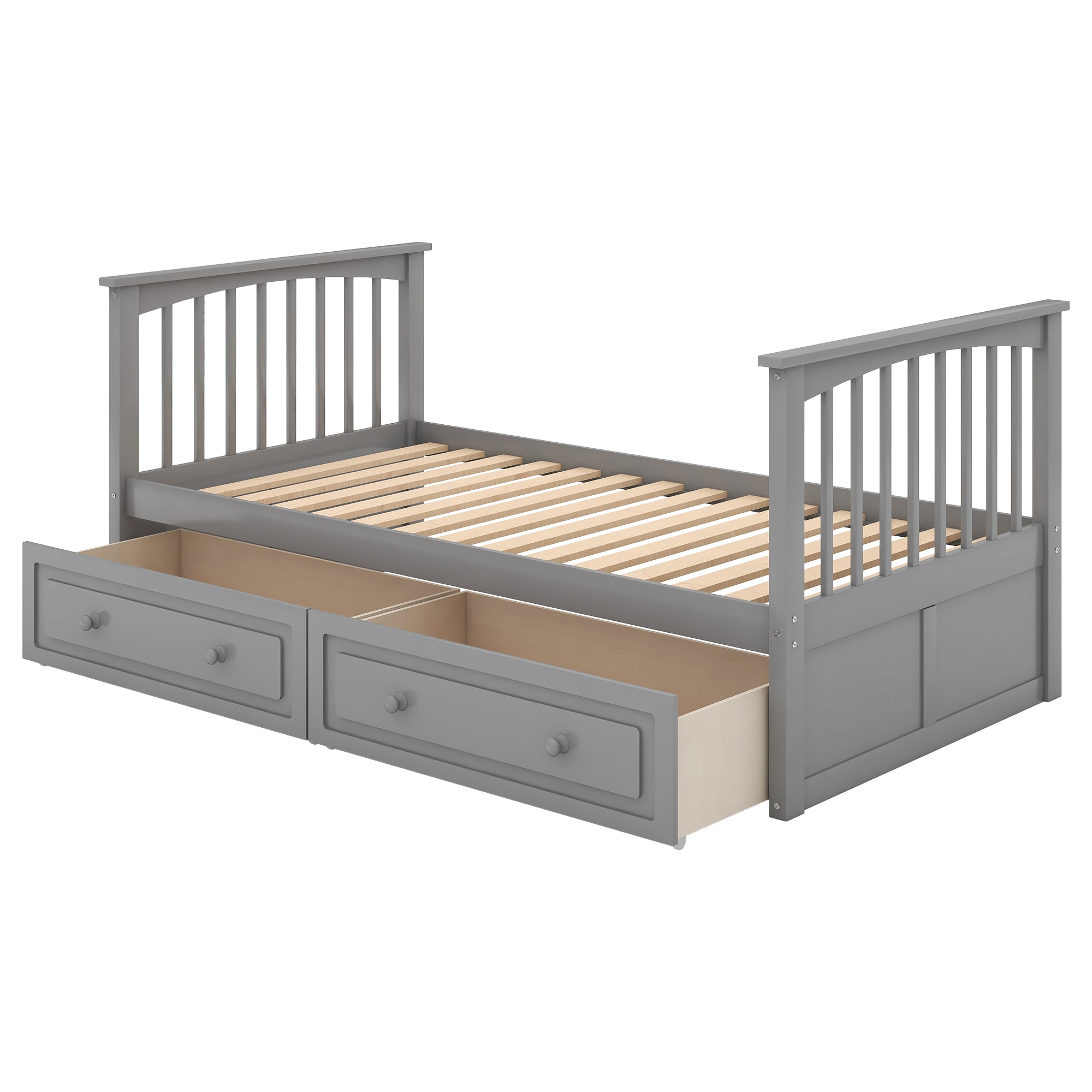 Twin over Twin Bunk Bed with Drawers, Convertible Beds, Gray(Old SKU: SM000240AAE-1) - Atlantic Fine Furniture Melbourne FL