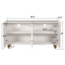 Modern Fluted Sideboard Buffet With Storage, Curve Element, 4 Doors With Adjustable Shelves