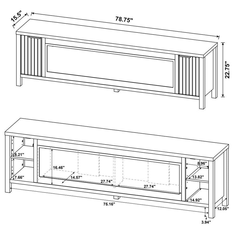 Carey - 79" TV Stand Fireplace Media Console - Dark Pine