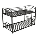 Twin Over Twin Metal Bunk Bed With Slide,Kids House Bed Black