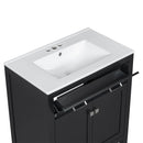 Bathroom Vanity With Ceramic Sink, Modern Single Bathroom Cabinet With 2 Doors And A Shelf, Soft Close Doors