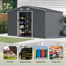 Outdoor Storage Shed Large Metal Tool Sheds, Heavy Duty Storage House With Sliding Doors