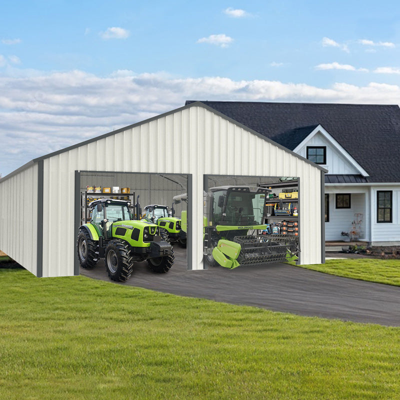 Double Garage Metal Shed With Side Entry Door