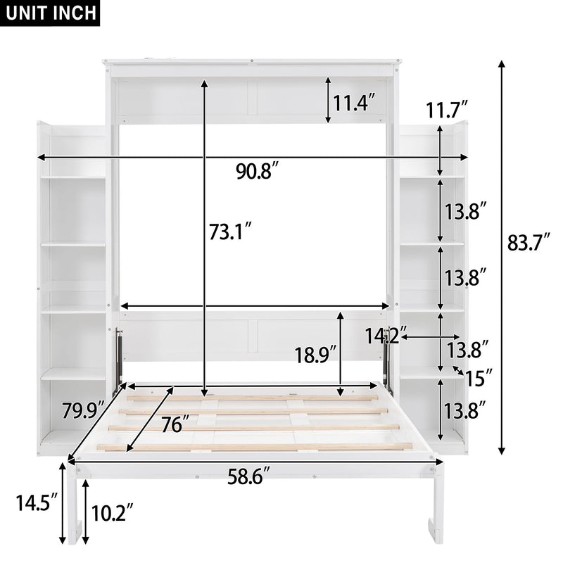 Wall Murphy Bed With Shelves And LED Lights