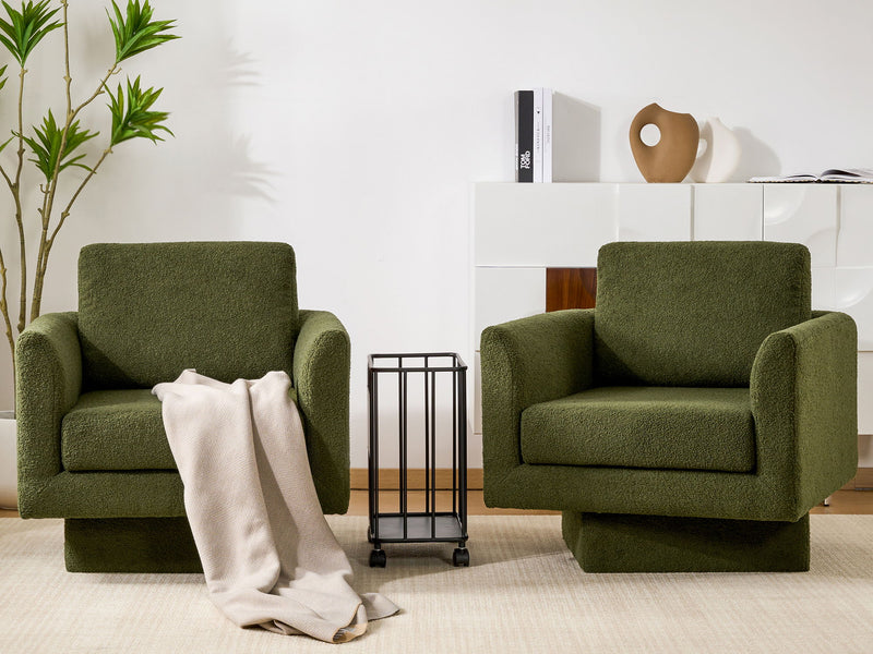 360° Modern Swivel Accent Chair Round Armchair, Thick Padded Single Lounge Sofa Upholstered Comfy