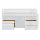 Loft Bed With 4 Drawers, Underneath Cabinet And Shelves