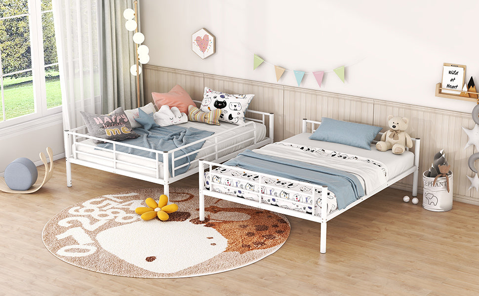 Full Over Full Metal Bunk Bed, White - Atlantic Fine Furniture Melbourne FL