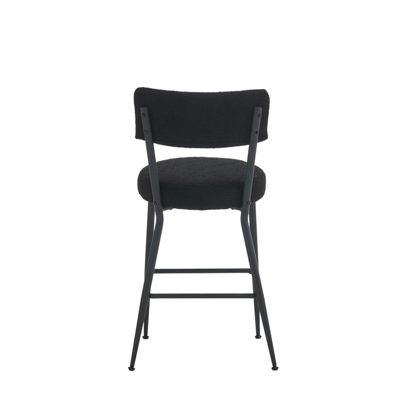 Modern Teddy Fabric Upholstered Bar Stools - Black Legs