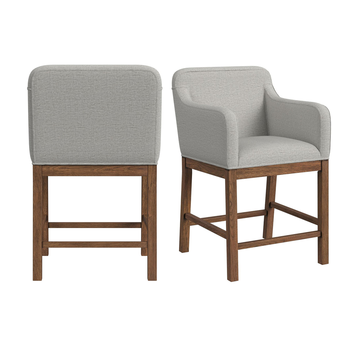 Glinda Upholstered Fabric Counter Chair (Set of 2) in Brown / Light Gray by Elements International