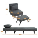 3 In 1 Foldable Linen Chaise Lounge With Adjustable Backrest