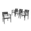 Outdoor Patio Dining Chairs With Outdoor Grade Sunbrella Fabric Cushions, Tapered Feet (Set of 4) - Ember Black