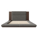 Floor Upholstered Platform Bed With Extended Headboard & Bedside Shelf