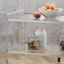 Elegant Acrylic Bar Cart With Tempered Glass Shelves And Rattan Metal Frame - Clear