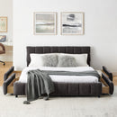 Modern Platform Bed Frame With Thick Chenille Fabric