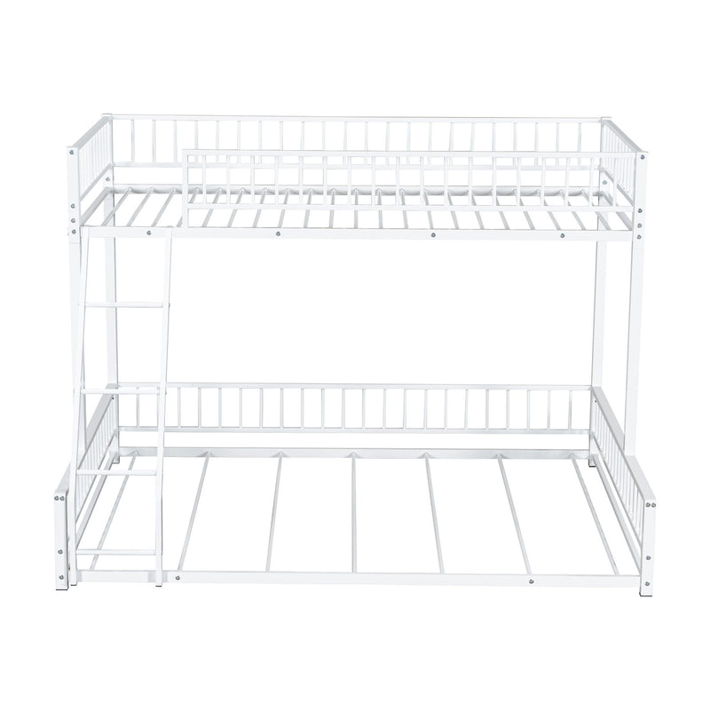 Bunk Bed Frame With Ladder And Safety Guardrails