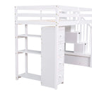 Loft Bed With Storage Drawers And Stairs With Shelves