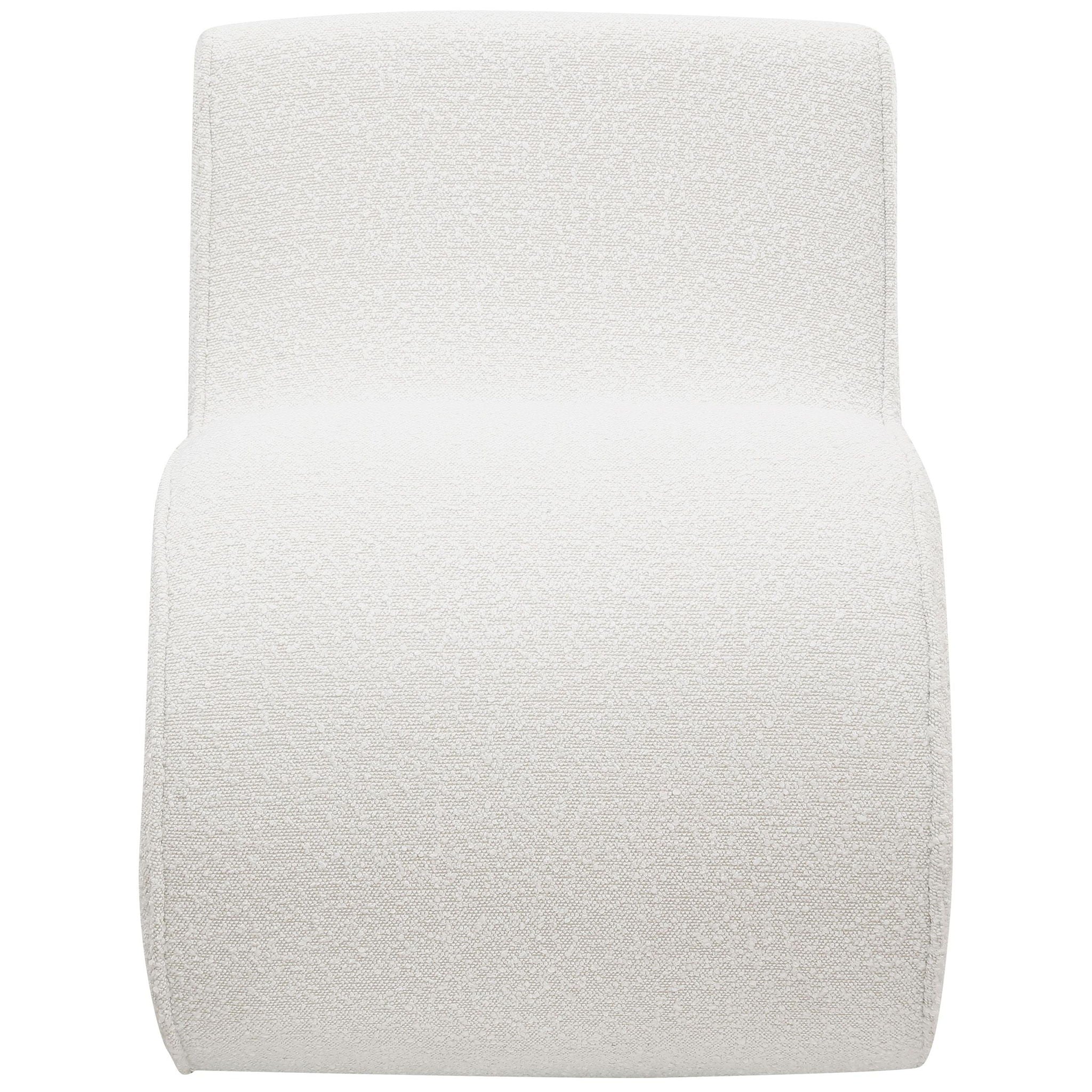 Ronea Boucle Upholstered Armless Curved Chair Cream - Atlantic Fine Furniture Melbourne FL