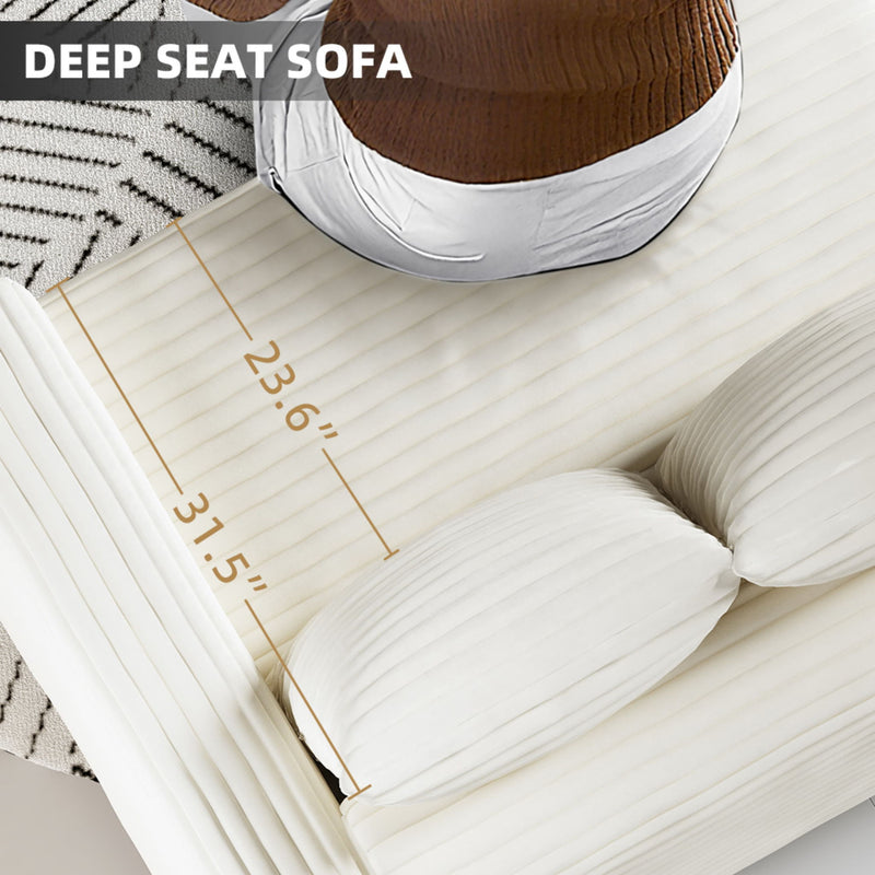 Plush Corduroy 4 Seat Sofa, Modern Comfy Upholstered Sofa Cloud Couch, Deep Seat Couches With Soft Pillows