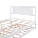 Full Size Platform Bed with Adjustable Trundle,White(Old SKU:SM000248AAK)