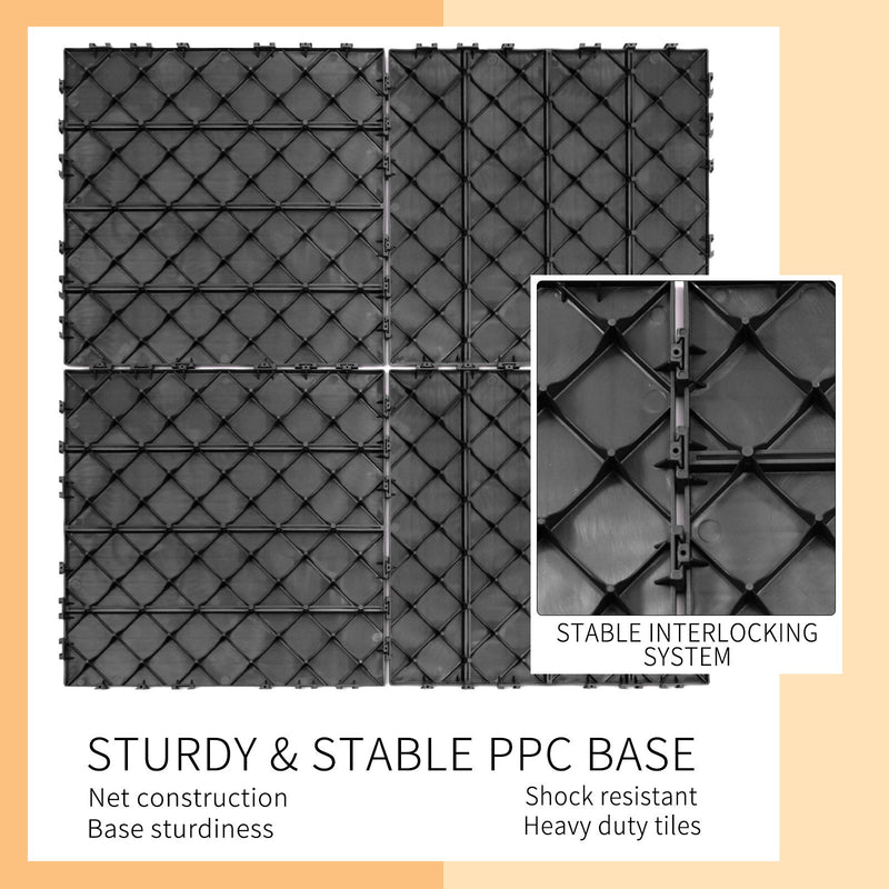 Plastic Interlocking Deck Tiles, Waterproof All Weather Use