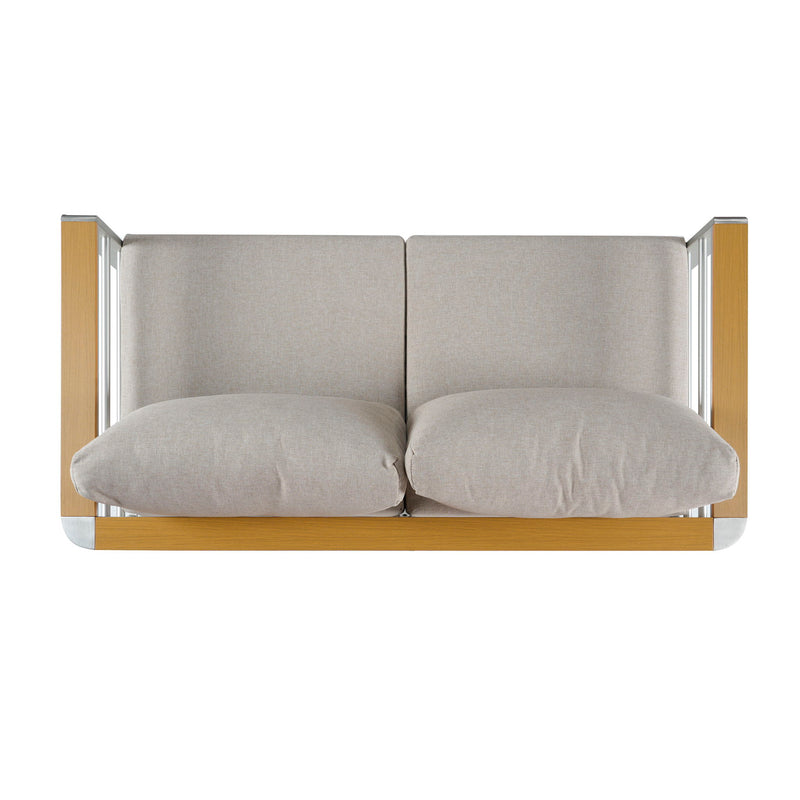 Cora - Outdoor Patio Aluminum 4 Pieces Chat Set - Beige / Natural / Silver