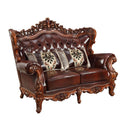 Eustoma - Loveseat - Cherry Top Grain Leather Match & Walnut - Atlantic Fine Furniture Inc