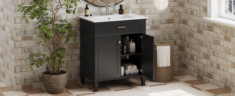 Bathroom Vanity With Ceramic Basin, Soft Close Door And Adjustable Shelves