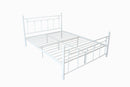 Queen Size Metal Bed Frame with Headboard and Footboard (White)