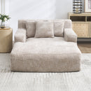 Chenille Interior Lazy Sofa Chaise Longue Armchair With 3 Pillows And Armrests