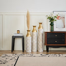 Mother's Day Gift Set Gilded White 3D Relief Flower Metal Vase Set - White / Gold