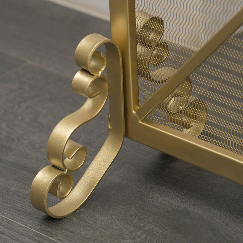 Minimalist Single Panel Iron Fireplace Screen With Diamond Design