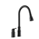 16.9" Kitchen Sink Faucet With Separate Handle And Pull Down Sprayer, Lead Free Brass - Matte Black