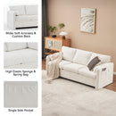 Modern 3 Seater Sofa Chenille Couch Plush Triple Seater Sofa With High Density Foam Cushions, Deep Seat Living Room Couch For Family Room, Apartment & Home Theater - Ivory White