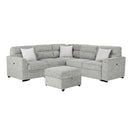 Emiliano - Sectional Sofa With 3 Pillows And Storage Ottoman - Nickel