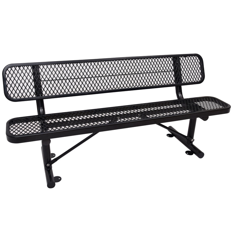 6' Outdoor Steel Bench With Backrest